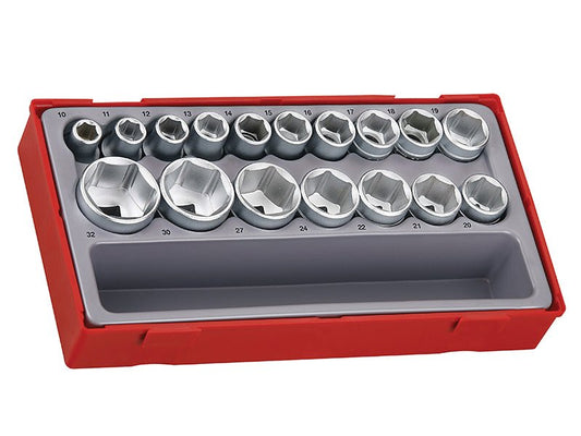 Teng TT1217-6 Metric 6-Pt Socket Set 17 Piece - 1/2in Drive Teng Tools