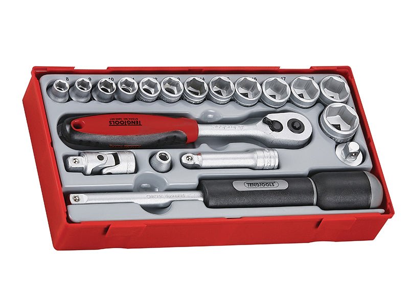 Teng TT3819 Regular Metric Socket Set 19 Piece - 3/8in Drive Teng Tools