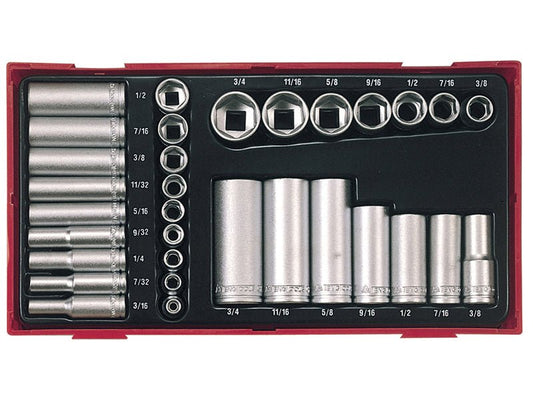 Teng TTAF32 Regular/Deep Socket Set 32 Piece - 1/4 & 3/8in Drive Teng Tools