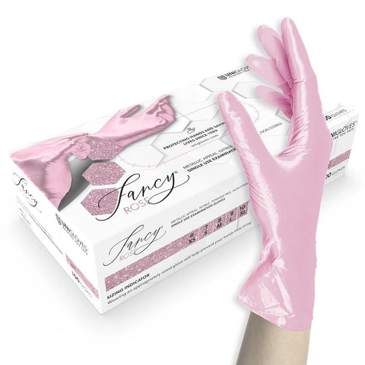 Box 100 Unigloves Fancy Rose Nitrile Powder Free Disposable Gloves 750 Unigloves