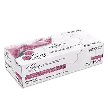 Box 100 Unigloves Fancy Rose Nitrile Powder Free Disposable Gloves 750 Unigloves