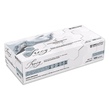 Box 100 Unigloves Fancy Silver Powder Free Disposable Gloves 752 Unigloves