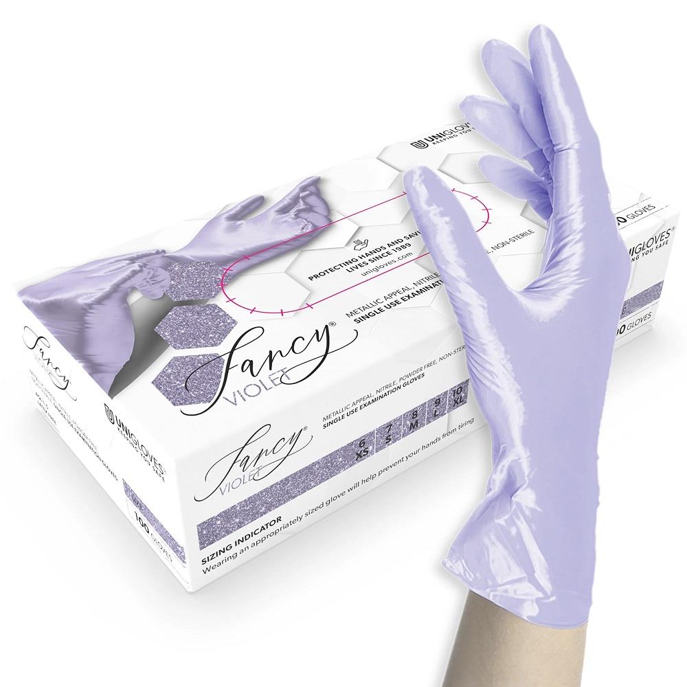Box 100 Unigloves Fancy Violet Nitrile Powder Free Disposable Gloves 753 Unigloves