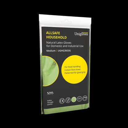 Unigloves Allsafe Green Latex Household Rubber Gloves Unigloves