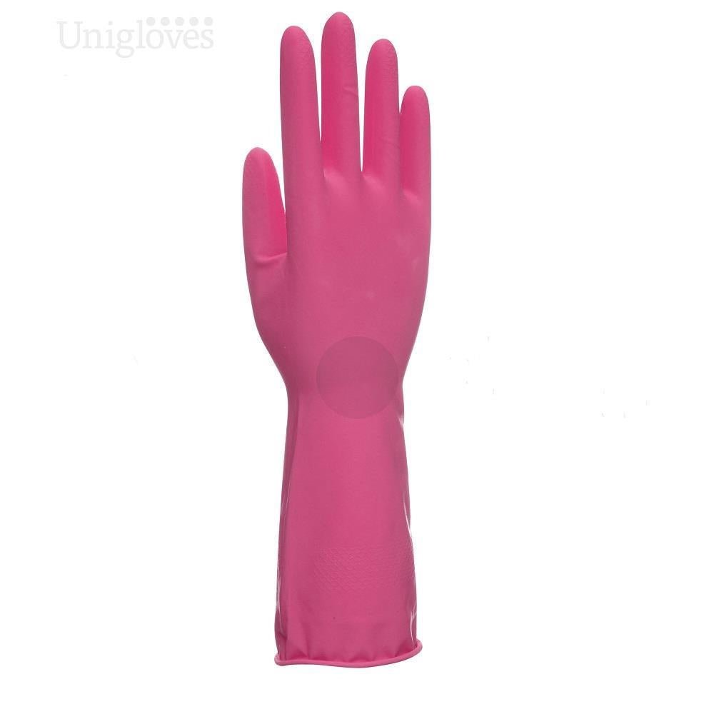 Unigloves Allsafe Pink Latex Household Rubber Gloves Unigloves