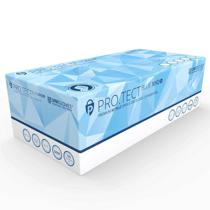 Unigloves Box 50 PRO.TECT Blue XHD+Ultra Heavy Duty Blue Nitrile Disposable Gloves GA010 Unigloves