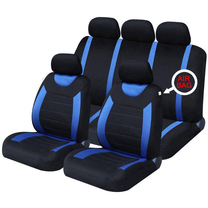 Universal Car Black & Blue Seat Covers Washable Airbag Safe Carnaby 8 Piece Set Sakura