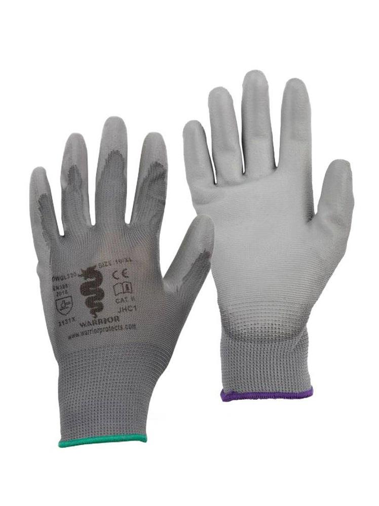 Warrior Grey PU Coated Work Gloves Warrior