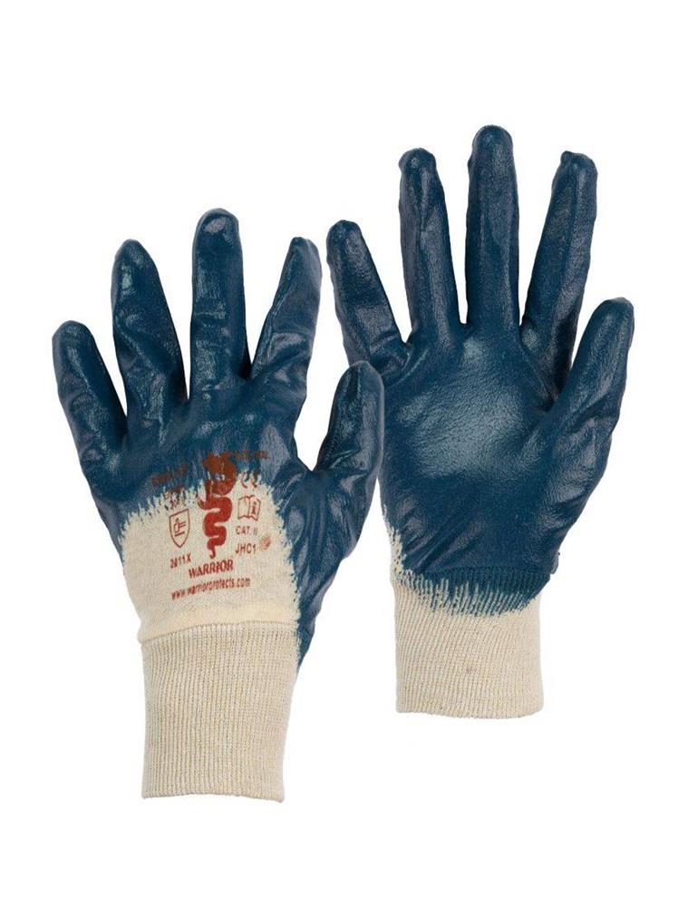 Warrior Lightweight Blue Nitrile 3/4 Coated Work Gloves DWGL130 Warrior