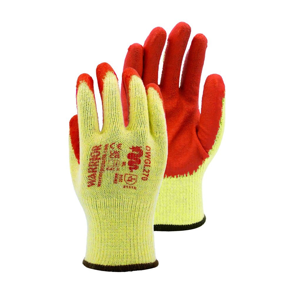 Warrior Orange Latex Grip Work Gloves – 1 Pair or Pack of 12 Warrior