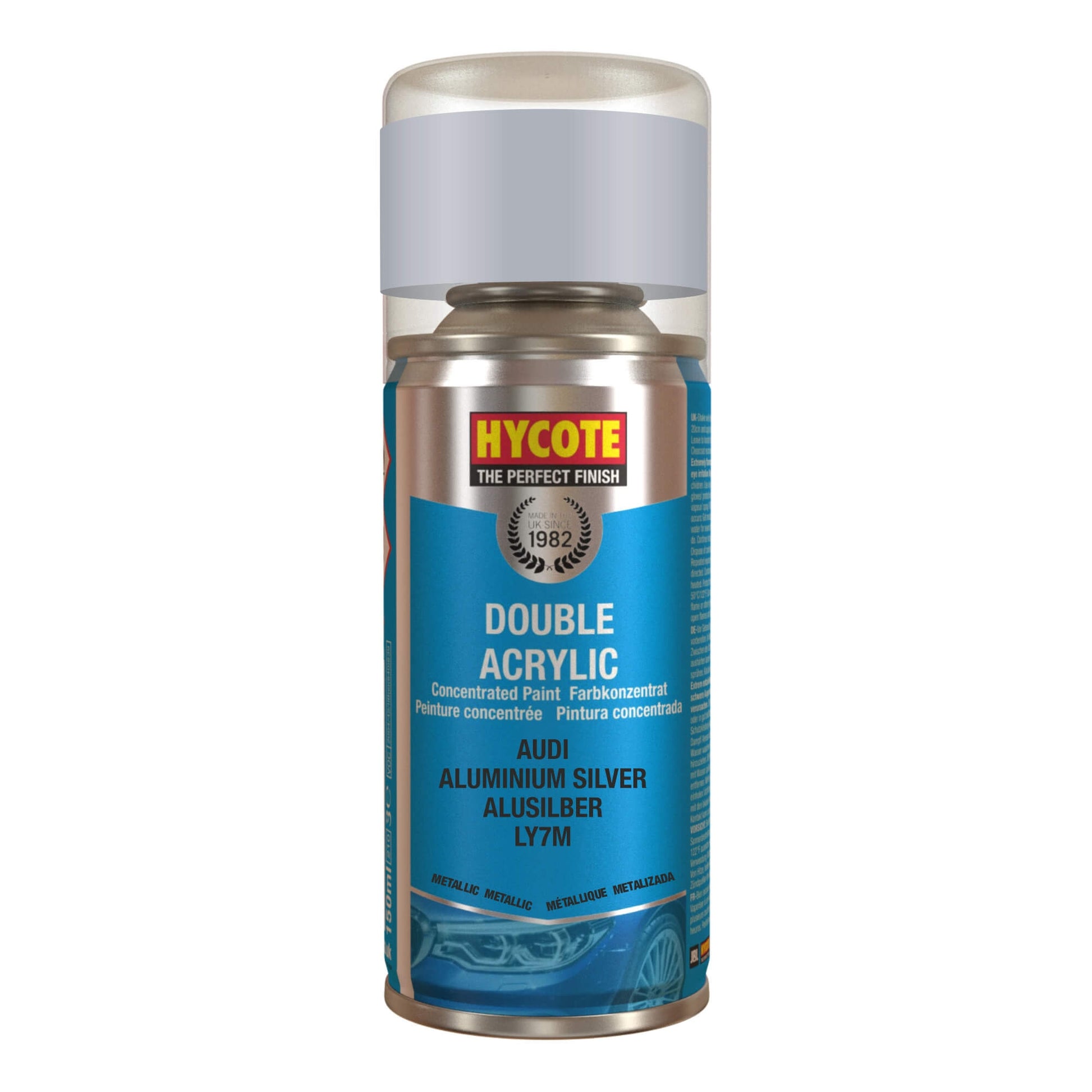 Hycote Audi Aluminium Silver Double Acrylic Spray Paint 150Ml Xdad401 Hycote
