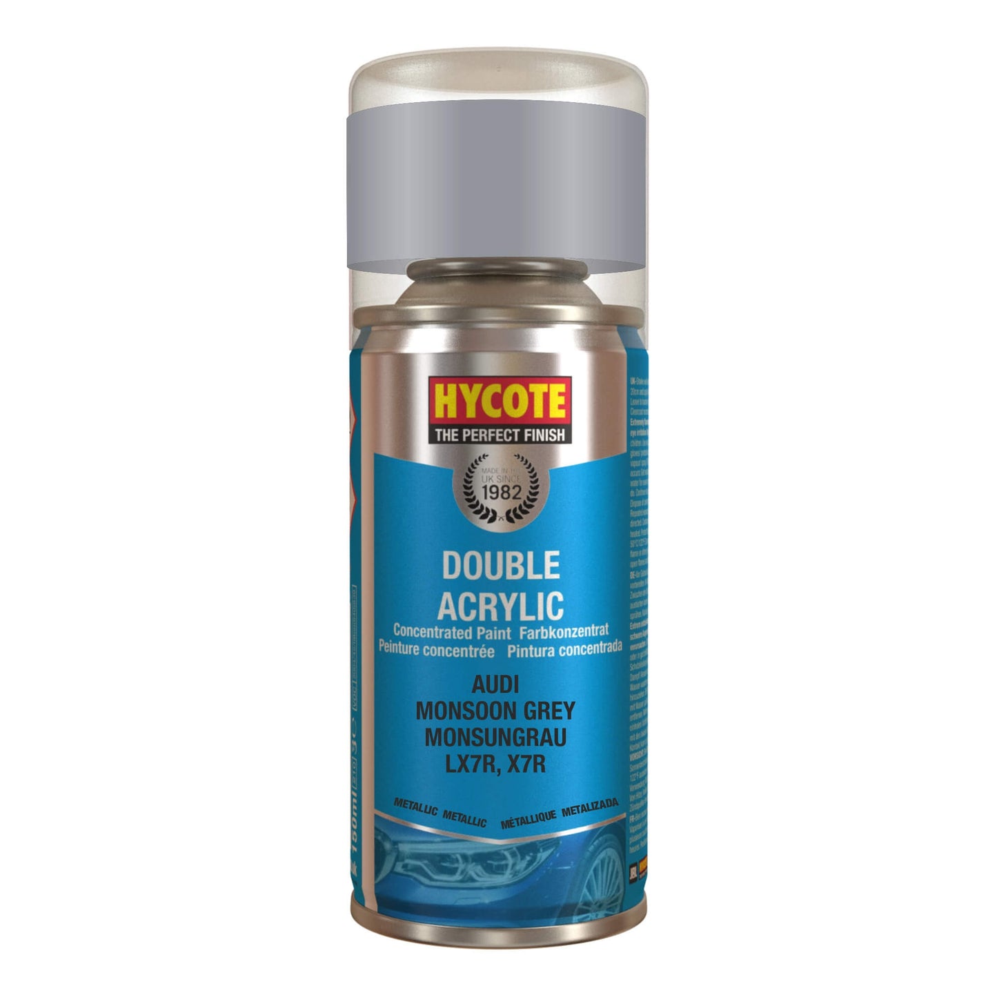Hycote Audi Monsoon Grey Metallic Spray Paint 150ml XDAD607 Hycote