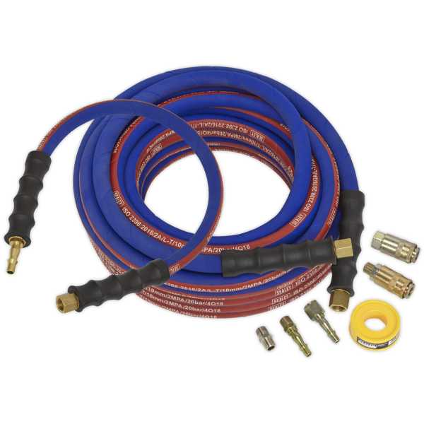 Sealey AHK02 Air Hose Kit Heavy-Duty 15mtr x 10mm with Connectors-0