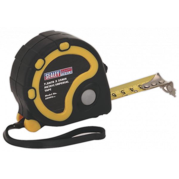 Sealey AK990 Rubber Measuring Tape 7.5m(25ft) x 25mm Metric/Imperial-0