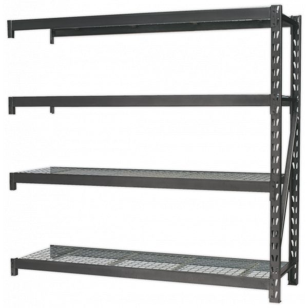 Sealey AP6572E Heavy-Duty Racking Extension Pack with 4 Mesh Shelves 640kg Capacity Per Level-0
