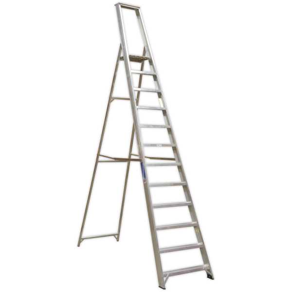 Sealey AXL12 Aluminium Step Ladder 12-Tread Industrial BS 2037/1-0