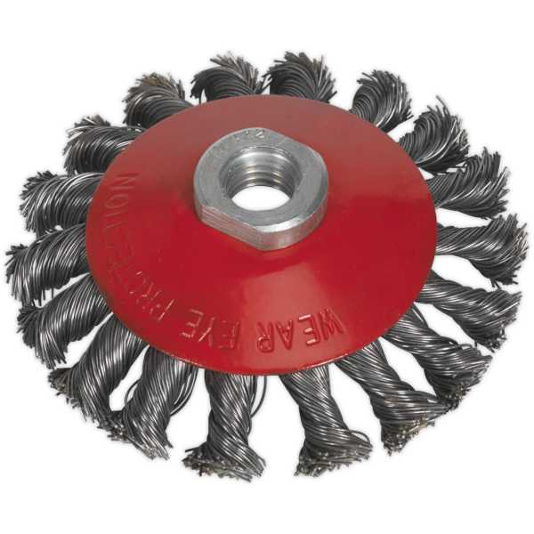 Sealey CWB101 Conical Wire Brush Ø100mm M14 x 2mm-0