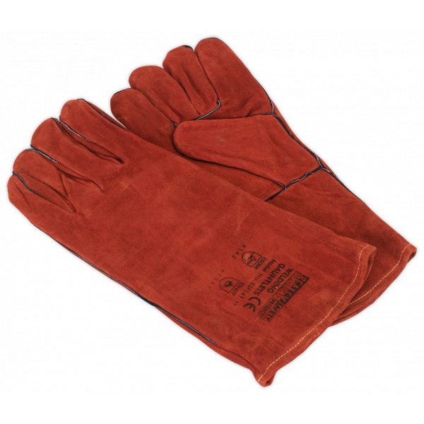 Sealey SSP141 Leather Welding Gauntlets Lined Pair-0