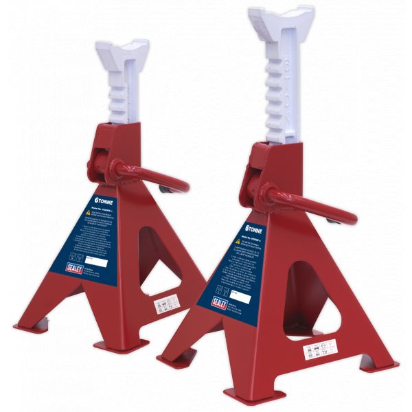 Sealey VS2006 Axle Stands (Pair) 6tonne Capacity per Stand Ratchet Type-0