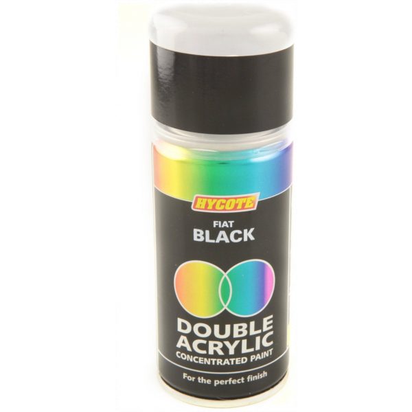 Hycote Fiat Black Double Acrylic Spray Paint 150Ml Xdft401-0