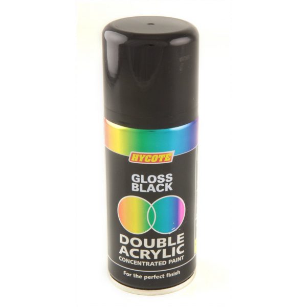 Hycote Gloss Black Double Acrylic Spray Paint 150Ml Xdpb904-0