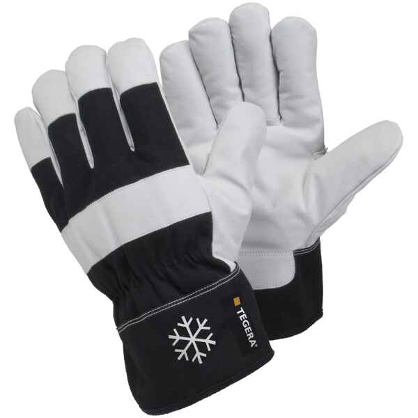 Tegera 377 Winter Lined Leather Work Gloves Black / White
