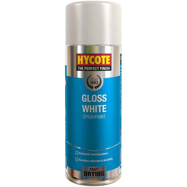 Hycote Gloss White Spray Paint (Pack Of 12 Cans) 400Ml-0