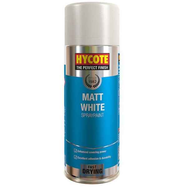 Hycote Matt White Spray Paint 400ml-0