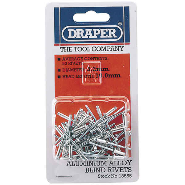 Draper 50 x 3.2mm x 10.8mm Blind Rivets 13555-0