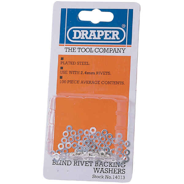 Draper 100 x 2.4mm Rivet Backing Washers 14013-0