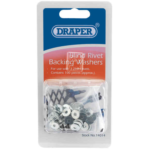 Draper 100 x 3.2mm Rivet Backing Washers 14014-0