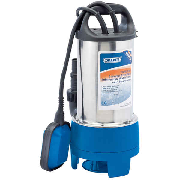 Draper 208L/min 750W 230V Stainless Steel Submersible Dirty Water Pump with Float Switch 25360-0