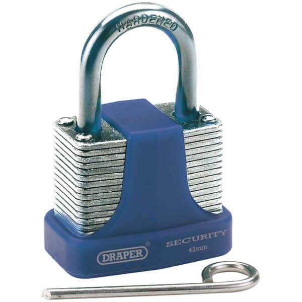 Draper 42mm Laminated Steel Padlock with 3 Number Combination and Hardened Steel Shackle 64157-0