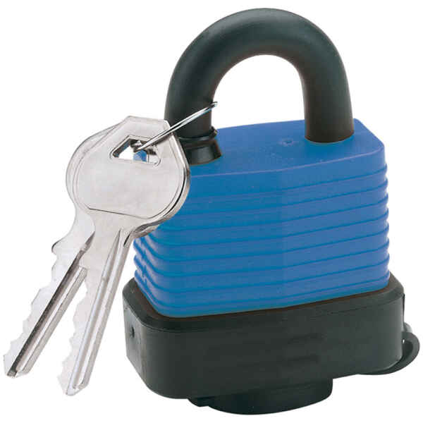 Draper 45mm Laminated Steel Padlock and 2 Keys with Hardened Steel Shackle and Bumper 64176-0