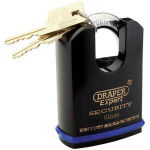 Draper Expert 61mm Heavy Duty Padlock and 2 Keys with Shrouded Shackle 64198-0