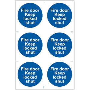 Draper 6 x 'Fire Door Keep Locked' Mandatory Sign 72120-0