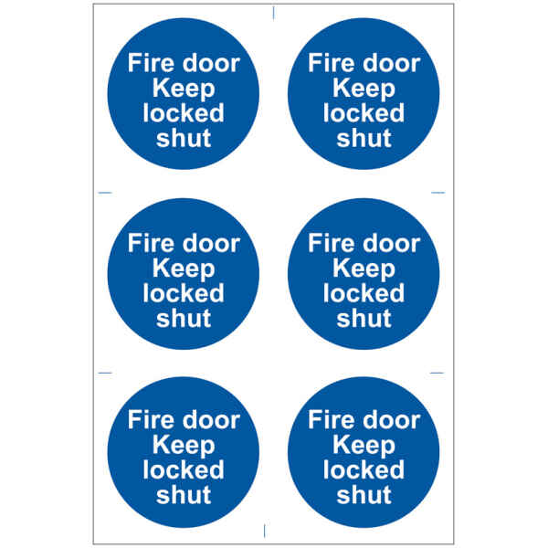 Draper 6 x 'Fire Door Keep Locked' Mandatory Sign 72120-0