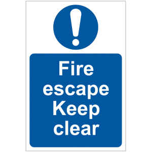 Draper 'Fire Escape Keep Clear' Mandatory Sign 72146-0