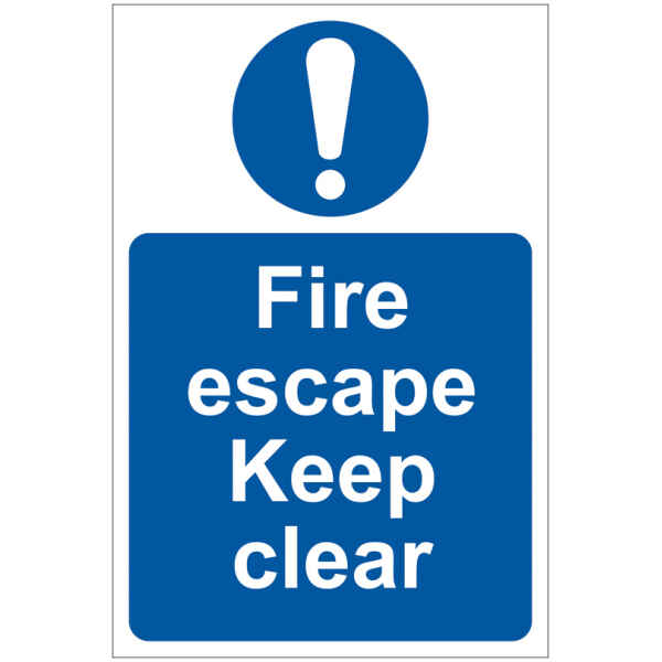 Draper 'Fire Escape Keep Clear' Mandatory Sign 72146-0