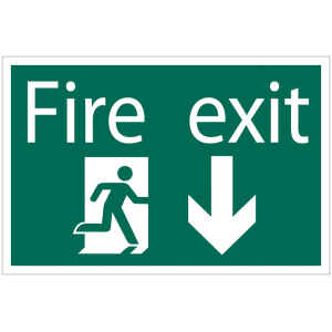 Draper 'Fire Exit Arrow Down' Safety Sign 72446-0