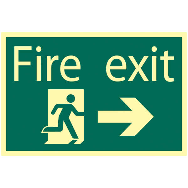Draper Glow In The Dark 'Fire Exit Arrow Right' Safety Sign 72662-0