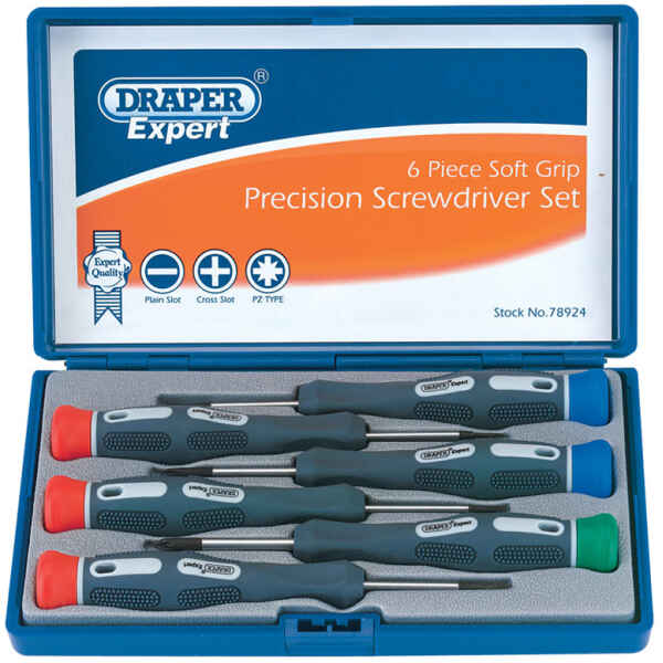 Draper Expert 6 Piece Soft Grip Precision Screwdriver Set 78924-0