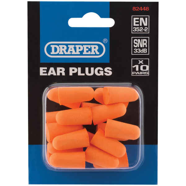 Draper Pairs of Ear Plugs (Pack of 10) 82448-0