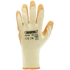 Draper Pack of Ten, Orange Heavy Duty Latex Coated Work Gloves - Extra Large 82751-0