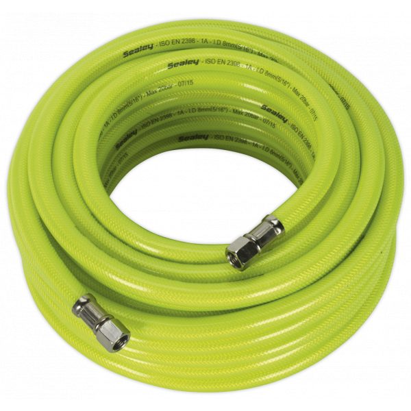 Sealey AHFC15 Air Hose High Visibility 15m x Ø8mm with 1/4"BSP Unions-0
