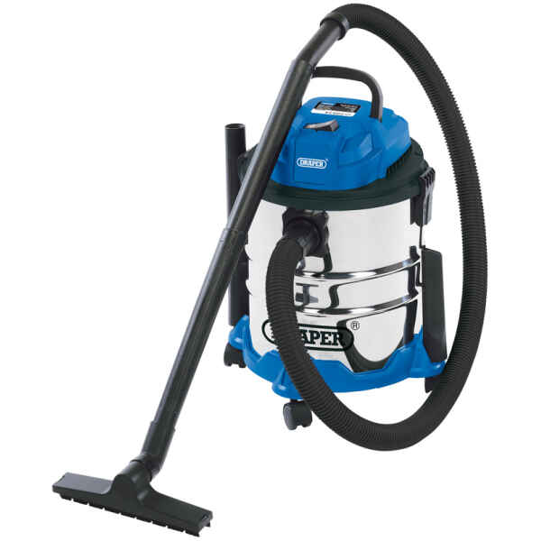 Draper 20l 1250w 230v Wet And Dry Vacuum Cleaner With Stainless Steel Tank-0