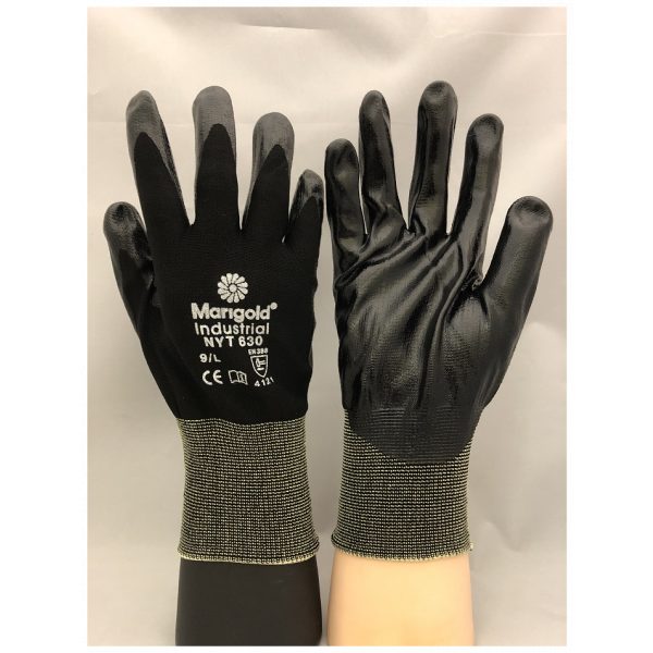 Marigold NYT630 Premium Black Nitrile Coated Work Gloves-13567