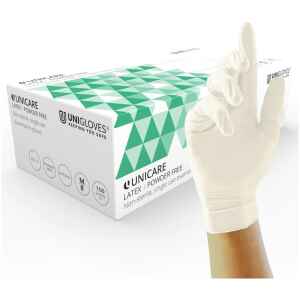 Box 100 Unigloves Powder Free Natural Latex Disposable Gloves GS001