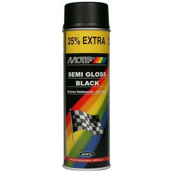 Motip Semi Gloss Black Spray Paint (Black Satin Matt) 500ml-0