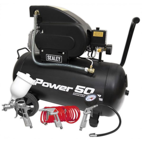 Sealey SAC5020APK Compressor 50L Direct Drive 2hp with 4pc Air Accessory Kit-0